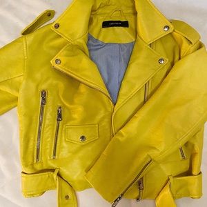 ZARA neon yellow leather jacket